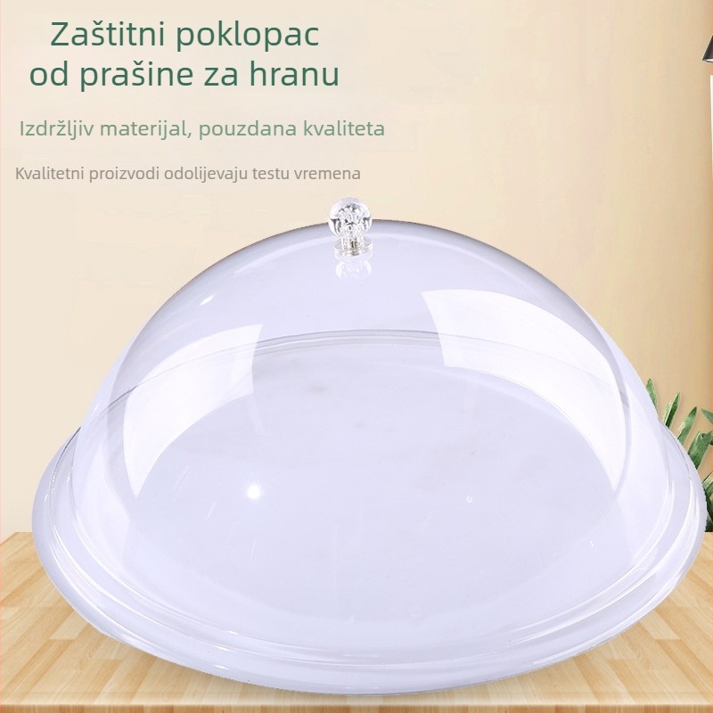 Kružni akrilni poklopac za hranu, proziran, otporan na padove, prašinu, za kruh i deserte