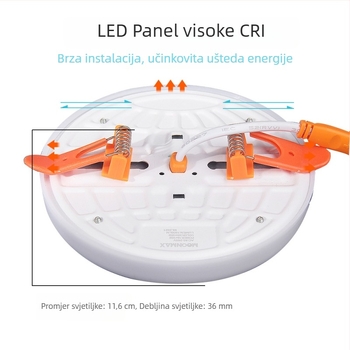 LED panel za kućnu kancelariju, bezokvirni downlight, podesivi usmjereni spot, slobodan otvor za rezanje 70-200 mm, visoka svjetlost