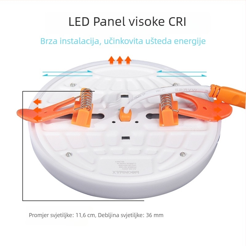 LED panel za kućnu kancelariju, bezokvirni downlight, podesivi usmjereni spot, slobodan otvor za rezanje 70-200 mm, visoka svjetlost