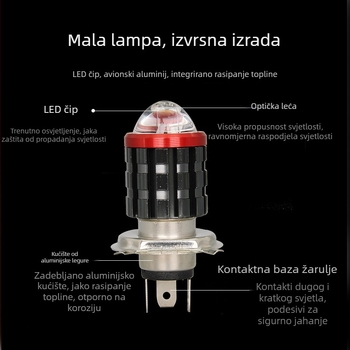 Motorska LED prednja svjetiljka H4, prednje svjetlo visoke jasnosti od aluminija s ugrađenim čeličnim kanonom