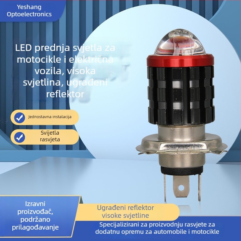 Motorska LED prednja svjetiljka H4, prednje svjetlo visoke jasnosti od aluminija s ugrađenim čeličnim kanonom