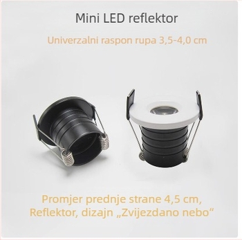 Mini LED usmjereno svjetlo za vinsku vitrinu i izložbenu vitrinu, ugrađeno 1W/3W, otvor 30-40 mm, mali otvor, efekt zvjezdane neba