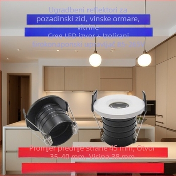 Mini LED usmjereno svjetlo za vinsku vitrinu i izložbenu vitrinu, ugrađeno 1W/3W, otvor 30-40 mm, mali otvor, efekt zvjezdane neba