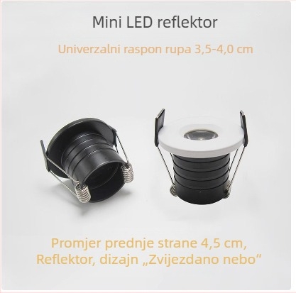 Mini LED usmjereno svjetlo za vinsku vitrinu i izložbenu vitrinu, ugrađeno 1W/3W, otvor 30-40 mm, mali otvor, efekt zvjezdane neba