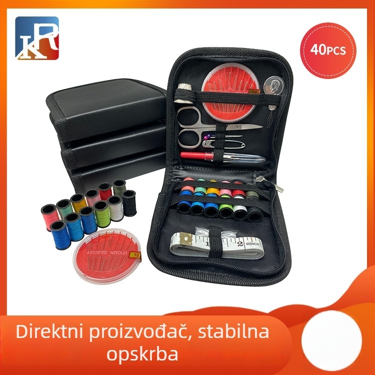 Kompaktni set za šivanje – prijenosna kutija, 40-dijelni set, putni set s torbom za pohranu