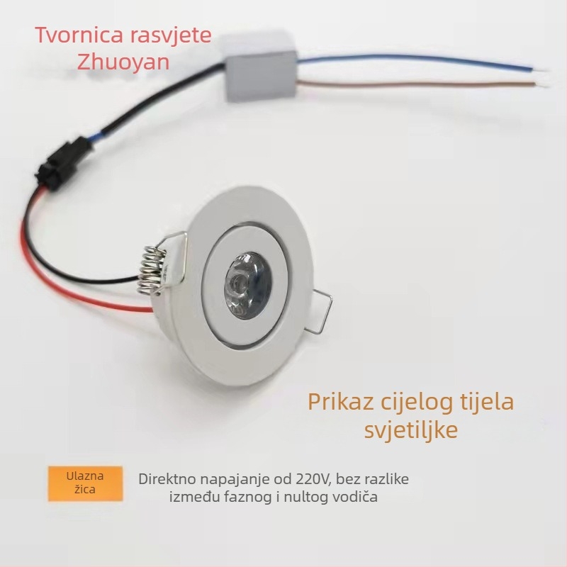 LED mini spot za vinsku ormariću, stropno svjetlo, 1W, otvor za ugradnju 4,5 cm, koncentrirani snop, promjenjiva jačina svjetla