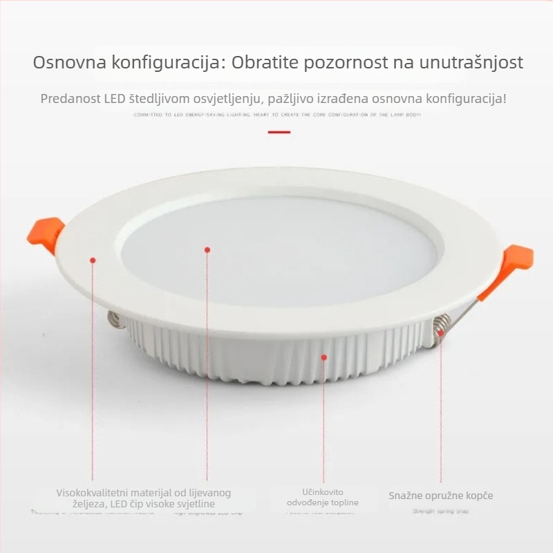 LED downlight, ugrađen u strop, ultra-tank, 5–18W, 6500K hladno bijela, CRI ≥90