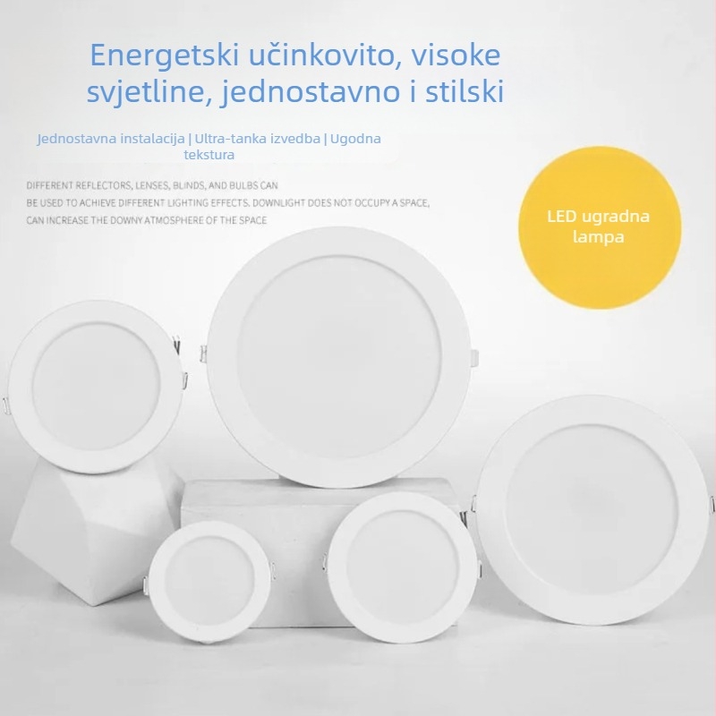 LED downlight, ugrađen u strop, ultra-tank, 5–18W, 6500K hladno bijela, CRI ≥90