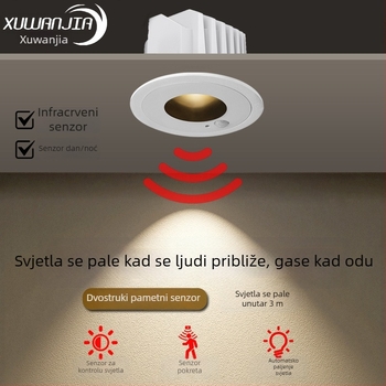 Pametan ugrađeni spot s senzorom pokreta – za hodnike i ulaze | LED downlight s anti-refleksijom, aluminijsko kućište