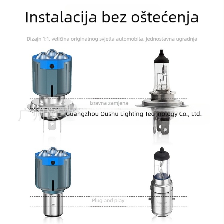 M30 LED far za motocikl, kompatibilan s H4/H6, P15D, bijelo i žuto dvobojno svjetlo, 3570 LED reflektor