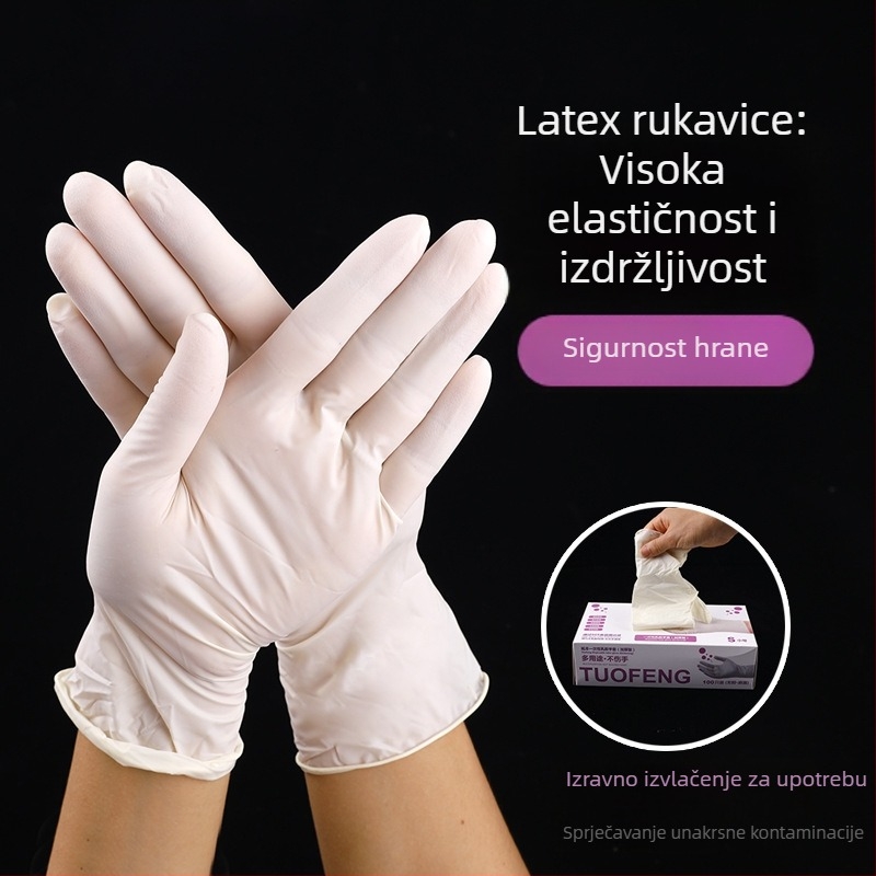 Tuofeng jednokratne rukavice od lateksa, debele i izdržljive, u kutiji, prehrambena klasa za kuhinju, catering i kućno čišćenje