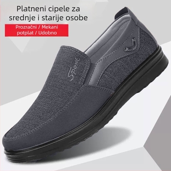 Muške platnene cipele bez vezica, lagane i s mekim potplatom, klasičan platneni gornji dio, svakodnevne vanjske ravne cipele