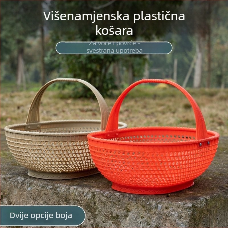 Plastična košara za voće i povrće s pretincem za jaja, prijenosna kuhinjska košara
