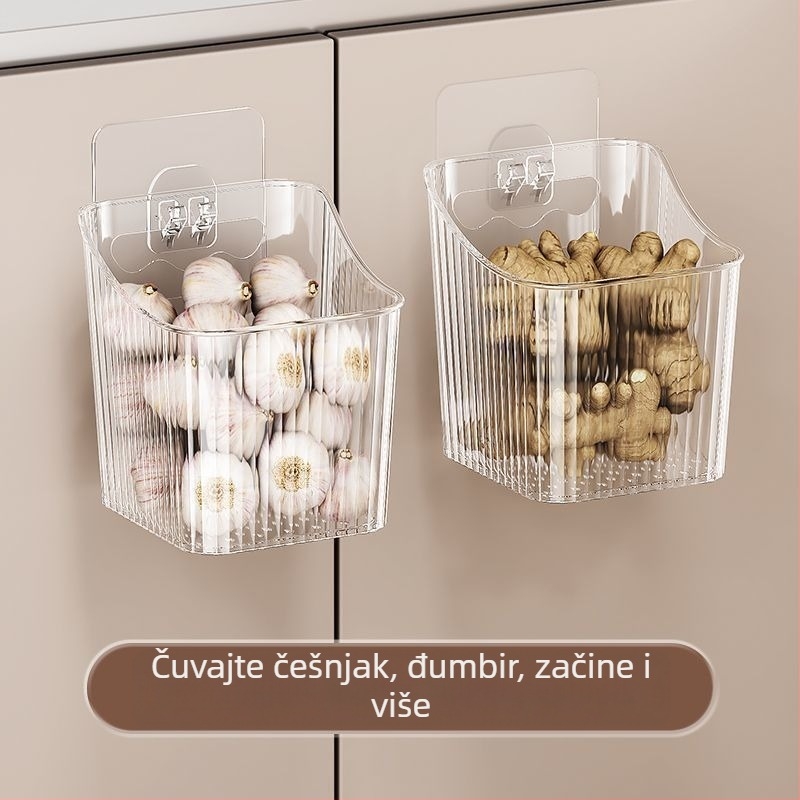 Zidni spremnik od nehrđajućeg čelika 304 za skladištenje luka, đumbira i češnjaka