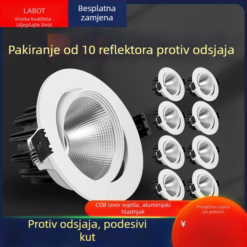 LED stropni spot s antibljestom COB ugrađeni downlight za dnevni boravak