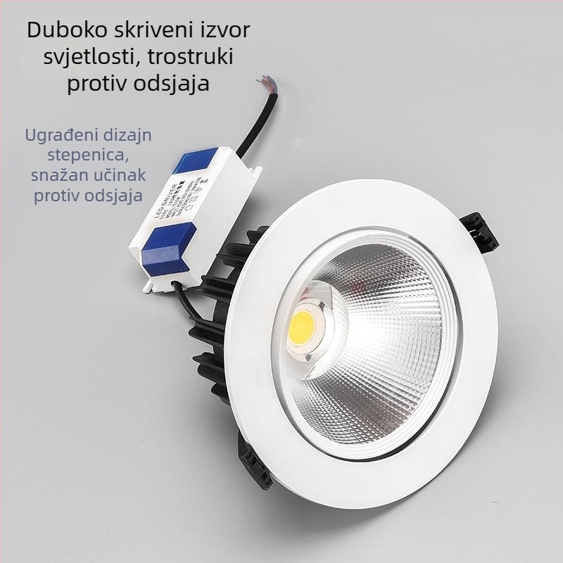 LED stropni spot s antibljestom COB ugrađeni downlight za dnevni boravak