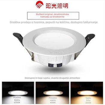 LED ugrađeni downlight od lijevane aluminijske legure, ultra svijetao za dnevni boravak, tri temperature boje dostupne