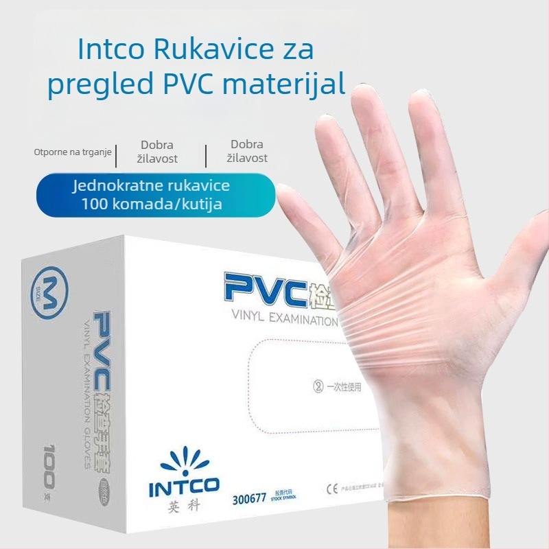 Yingke PVC jednokratne rukavice za ispitivanje, bez praška, kućne uporabe, 100 komada, otporne na masnoću i proklizavanje