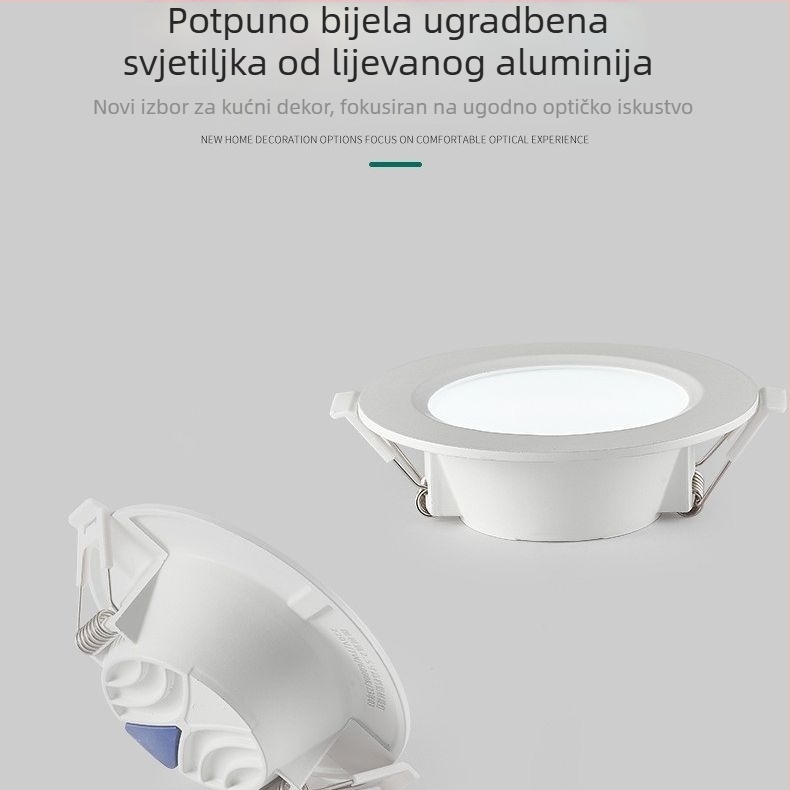 Ugrađena LED downlight svjetiljka, izuzetno tanka, visoke svjetline, štednja energije, integrirano aluminijsko kućište, moderni minimalistički dizajn