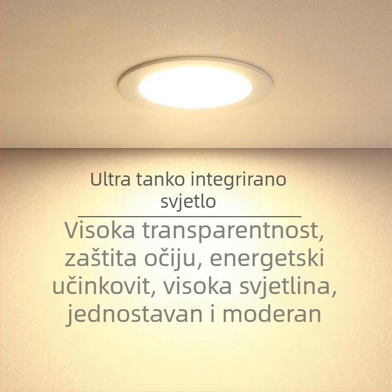 Ugrađena LED downlight svjetiljka, izuzetno tanka, visoke svjetline, štednja energije, integrirano aluminijsko kućište, moderni minimalistički dizajn