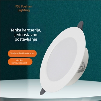 FSL LED ugrađeni stropni downlight, aluminijsko kućište, otvor 75 mm, 6500K hladno bijela, za dnevni boravak