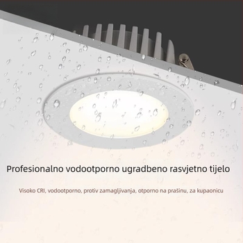 LED vodootporni ugrađeni downlight za kupaonicu i kuhinju, anti-fog i anti-glare značajke, 6–10W, 4000K