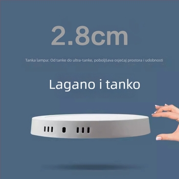 QiH ultra-tanki LED downlight površinskog ugradbenog tipa, bez rupa, kružno panel svjetla 12W, za hodnike/kućnu i poslovnu upotrebu, aluminijsko kućište, 3000K/6000K, 170–265V