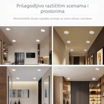 QiH ultra-tanki LED downlight površinskog ugradbenog tipa, bez rupa, kružno panel svjetla 12W, za hodnike/kućnu i poslovnu upotrebu, aluminijsko kućište, 3000K/6000K, 170–265V