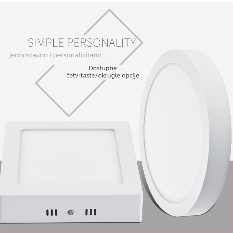QiH ultra-tanki LED downlight površinskog ugradbenog tipa, bez rupa, kružno panel svjetla 12W, za hodnike/kućnu i poslovnu upotrebu, aluminijsko kućište, 3000K/6000K, 170–265V