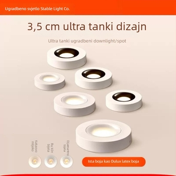 Ultra-tanki kružni downlight za površinski montiranje, za dnevni boravak i blagovaonu, COB LED, 3000K topla bijela, 16–20W, pametno upravljanje