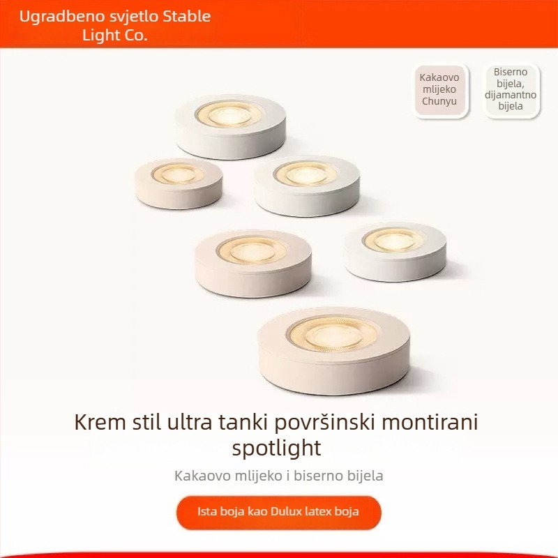 Ultra-tanki kružni downlight za površinski montiranje, za dnevni boravak i blagovaonu, COB LED, 3000K topla bijela, 16–20W, pametno upravljanje