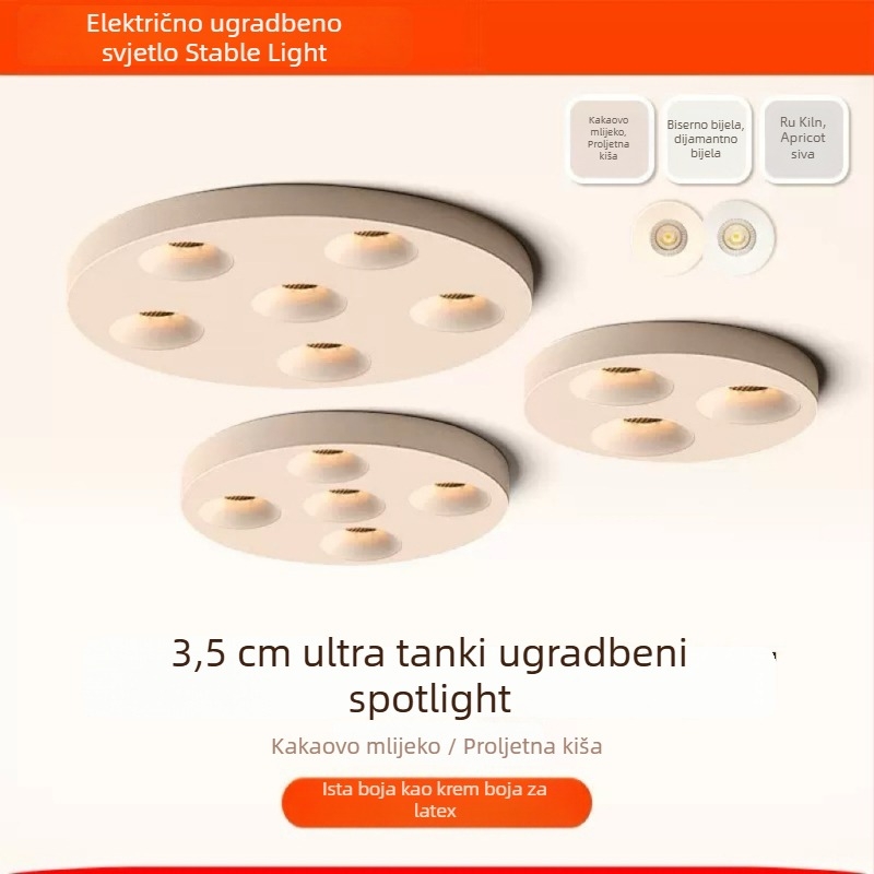 Ultra-tanki kružni downlight za površinski montiranje, za dnevni boravak i blagovaonu, COB LED, 3000K topla bijela, 16–20W, pametno upravljanje