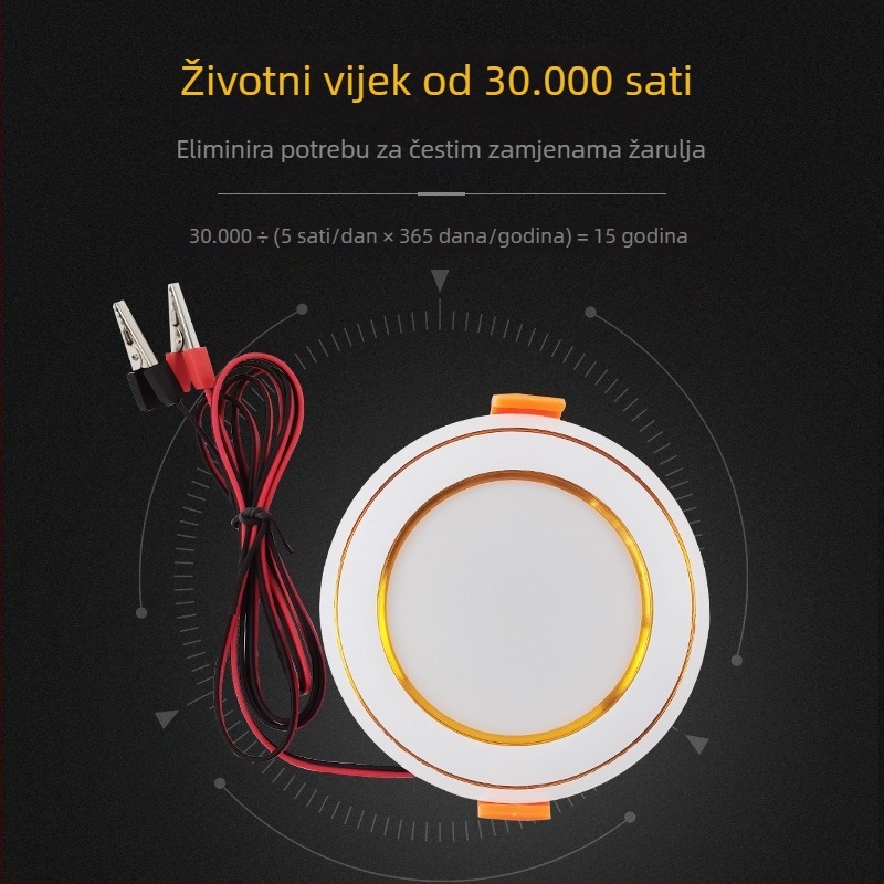 DC LED downlight s niskim naponom, 12V, montaža klipom, nužno osvjetljenje za prekid napajanja