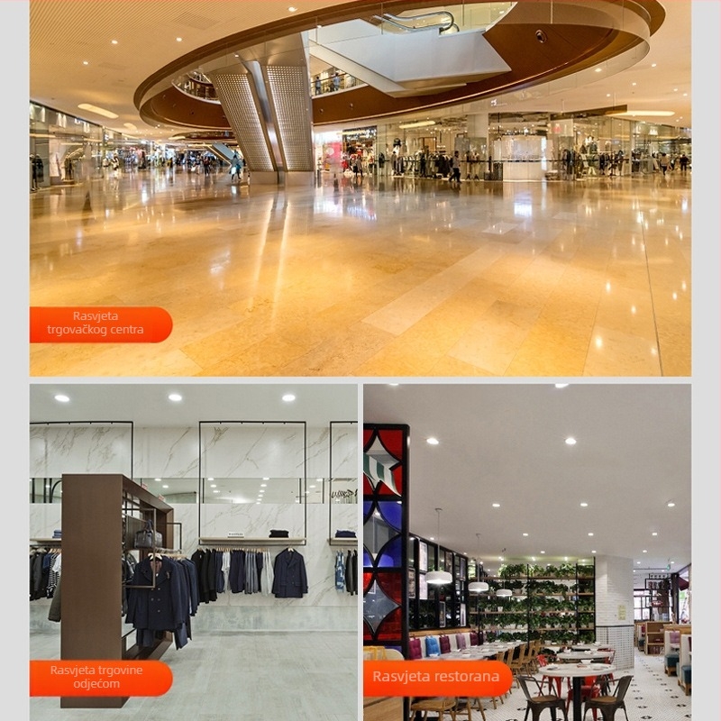 Ultra-tanki LED ugrađeni stropni downlight od lijevanog aluminija, kružnog oblika, s anti-refleksijom i anti-zamušenjem, 220V, 3000–6000K, promjer otvora 75–170 mm, ukupne dimenzije 98–185 mm