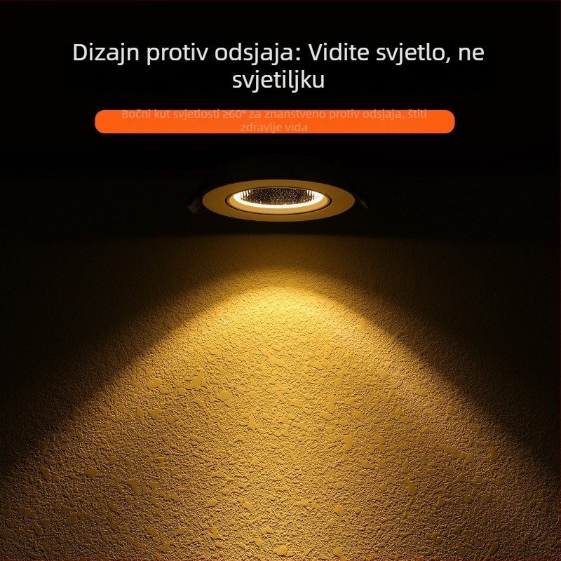 Ugradbeni stropni COB LED spotovi za vitrinu, anti-sjaj, zidno pranje svjetla