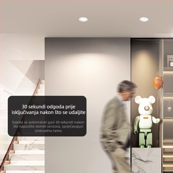 LED downlight s PIR senzorom pokreta, ugrađen u strop, za hodnike i ulaze