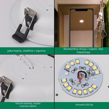 LED ugrađeni stropni downlight, niskonaponski 12–36V, aluminijsko kućište, otvori Ø50–160 mm