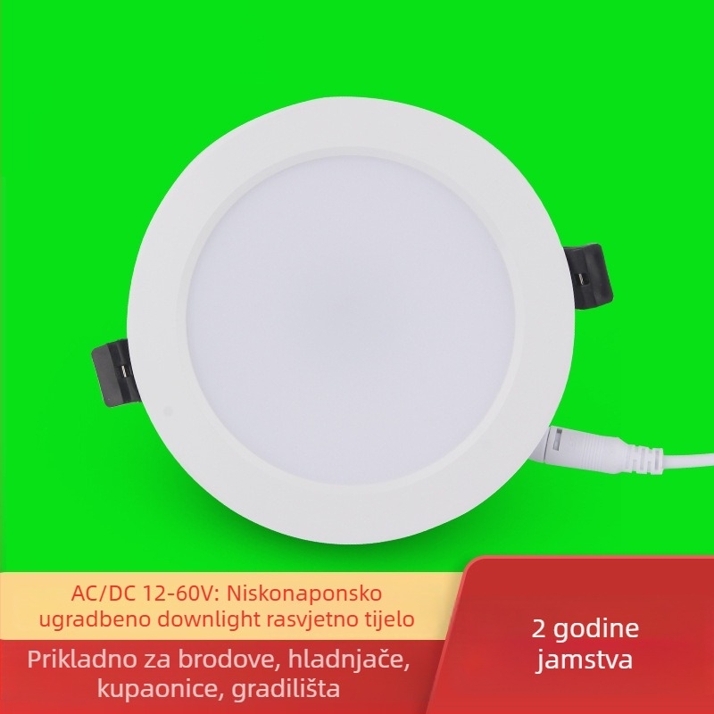 LED ugrađeni stropni downlight, niskonaponski 12–36V, aluminijsko kućište, otvori Ø50–160 mm