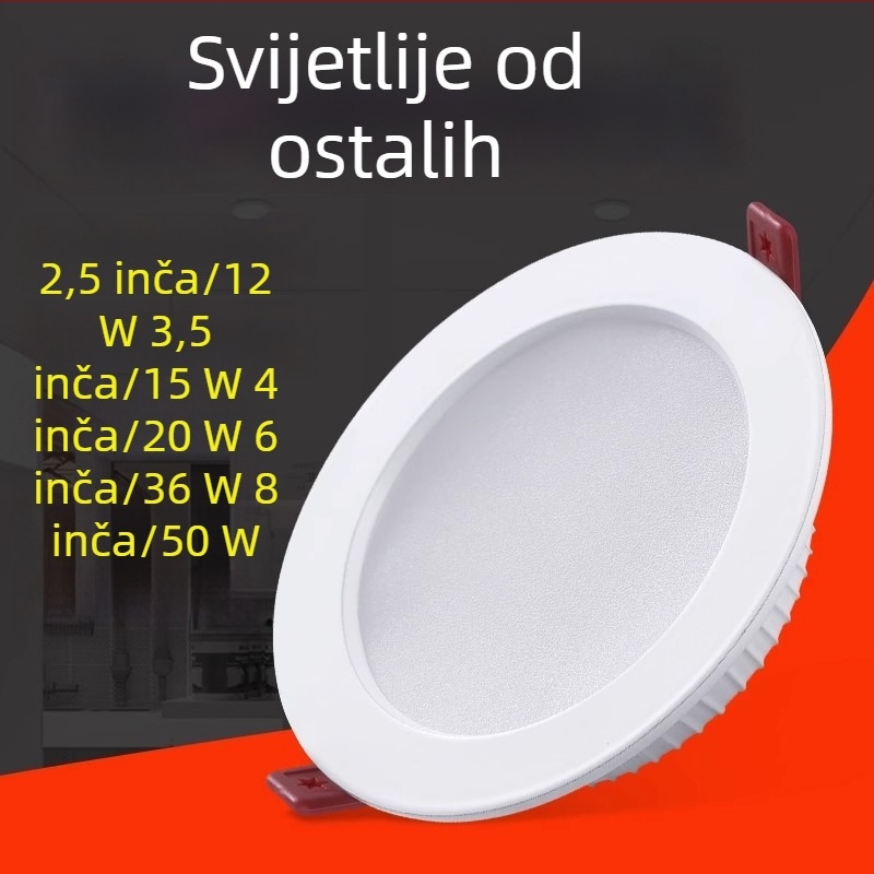 Izuzetno tanak LED downlight, ugrađeno stropno svjetlo, otvor od 4 inča (12 cm), 15W; 6 inča (18W) za kućnu i komercijalnu upotrebu