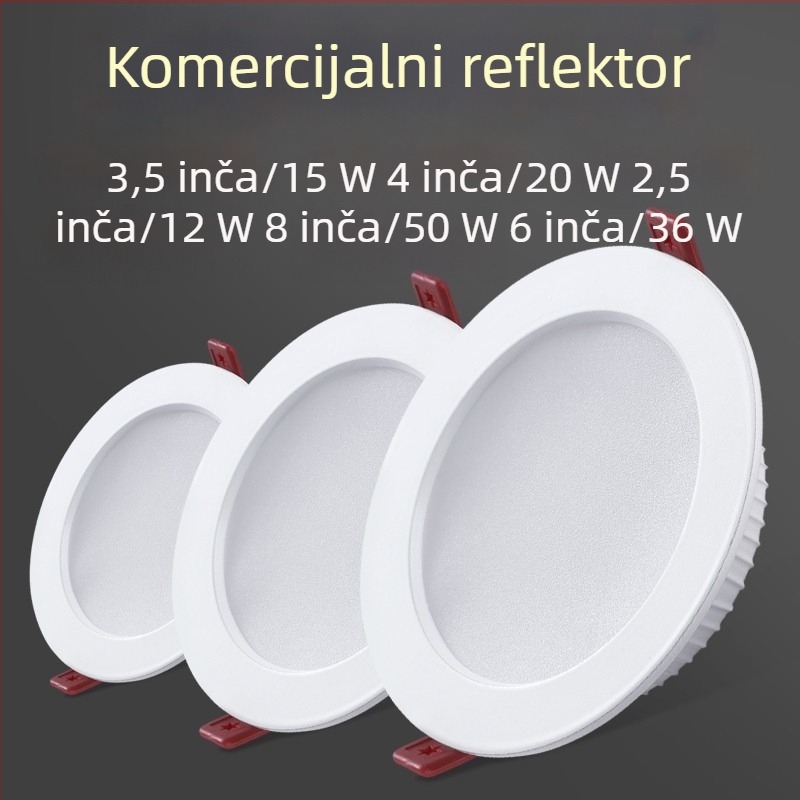 Izuzetno tanak LED downlight, ugrađeno stropno svjetlo, otvor od 4 inča (12 cm), 15W; 6 inča (18W) za kućnu i komercijalnu upotrebu