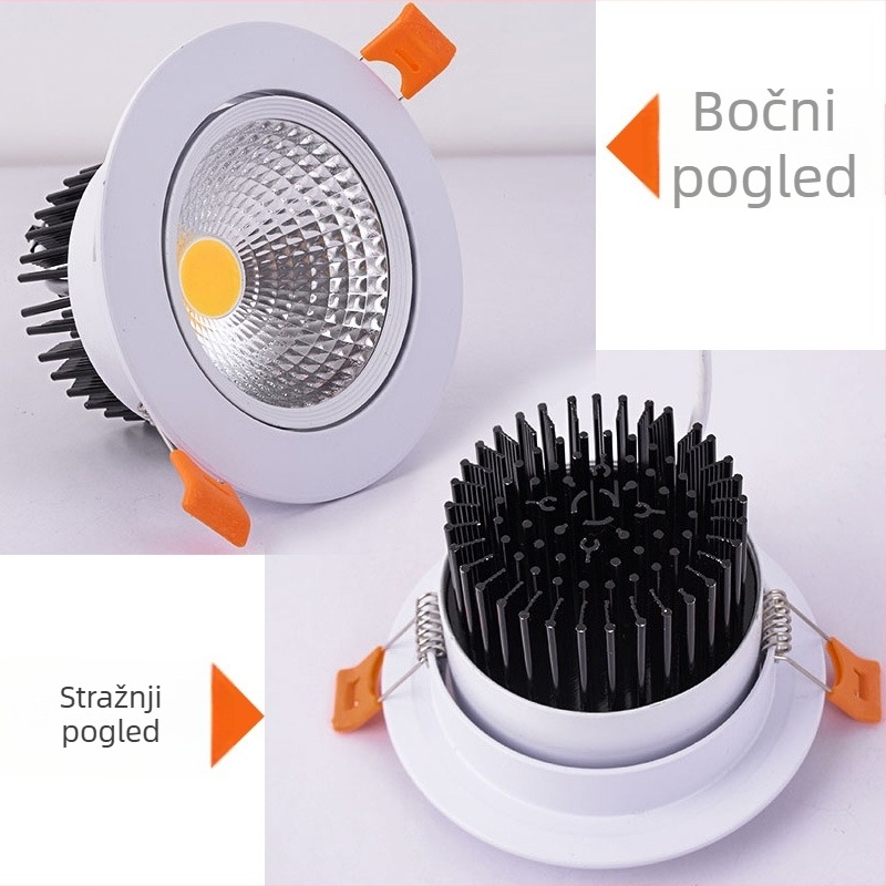 COB LED stropno svjetlo, aluminijsko ugradbeno spot svjetlo za hotele, 3W 5W 7W 10W 20W