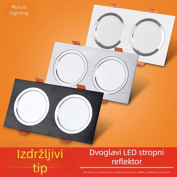 LED dvostruki downlight za strop, pravokutni reflektor s rešetkom, ugrađeno stropno svjetlo, dvostruki downlight