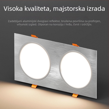 LED dvostruki downlight za strop, pravokutni reflektor s rešetkom, ugrađeno stropno svjetlo, dvostruki downlight