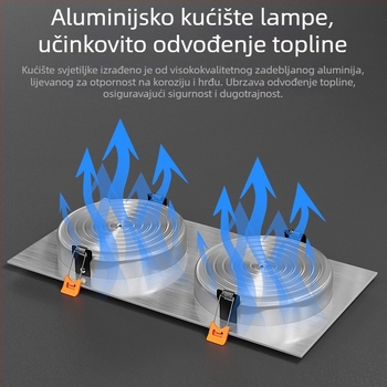 LED dvostruki downlight za strop, pravokutni reflektor s rešetkom, ugrađeno stropno svjetlo, dvostruki downlight