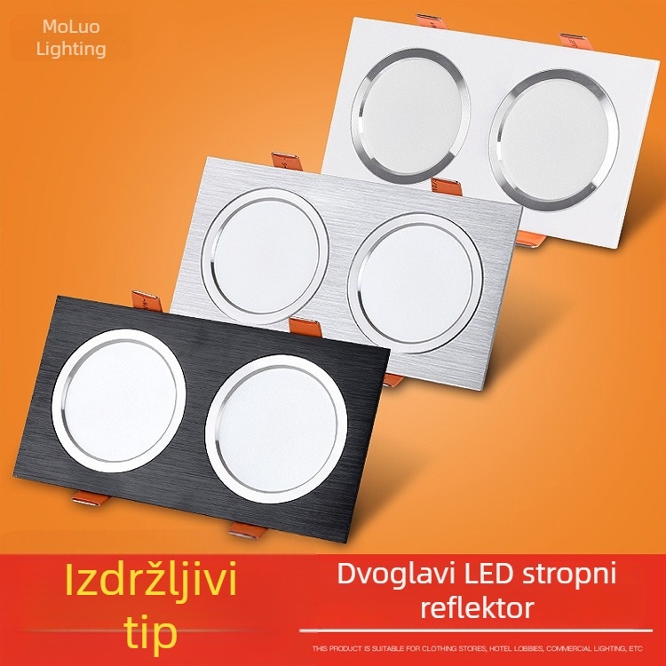 LED dvostruki downlight za strop, pravokutni reflektor s rešetkom, ugrađeno stropno svjetlo, dvostruki downlight