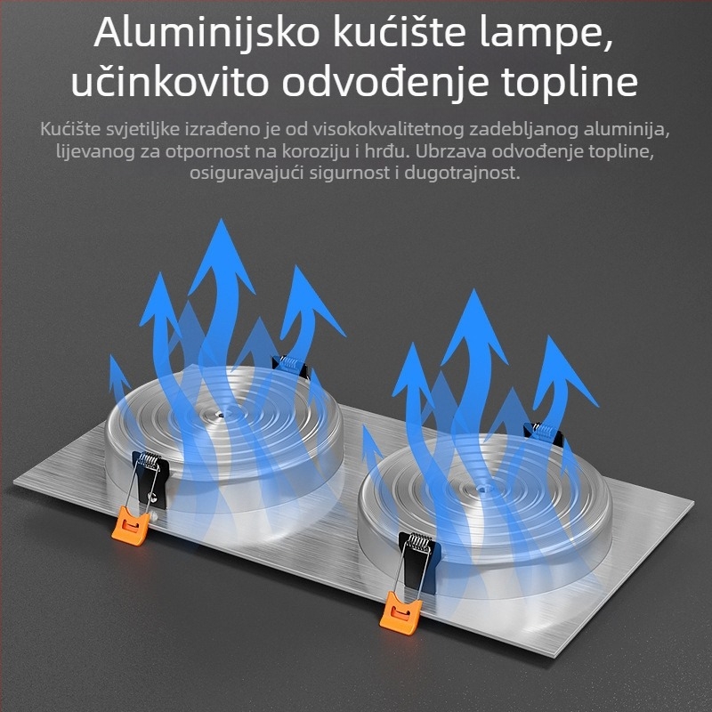 LED dvostruki downlight za strop, pravokutni reflektor s rešetkom, ugrađeno stropno svjetlo, dvostruki downlight