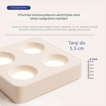 Četverostruki stropni usmjereni spot, ultra-tankog profila, površinska montaža, kremasti završni sloj s latex bojom kakaovo-mlijeko.