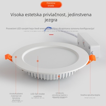 LED ugrađena svjetlost za strop, ultra tanka, tijelo od lijevanog aluminija, kružna, promjer 2,5/4 inča, 12W, protiv odsjaja i protiv zamagljenja