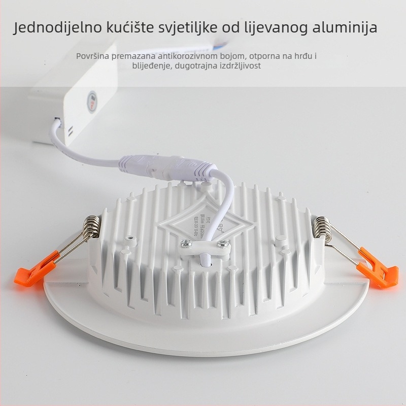 LED ugrađena svjetlost za strop, ultra tanka, tijelo od lijevanog aluminija, kružna, promjer 2,5/4 inča, 12W, protiv odsjaja i protiv zamagljenja
