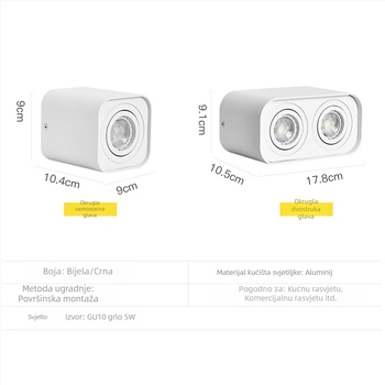 Dvojno GU10 stropno LED svjetlo, dnevni boravak, podesiv kut snopa